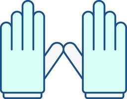 Turquoise And White Illustration Of Gloves Icon. vector