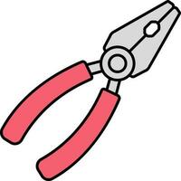 Insulated Pliers Icon In Red And Grey Color. vector