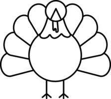 Isolated Turkey Bird Icon In Thin Line Art. vector