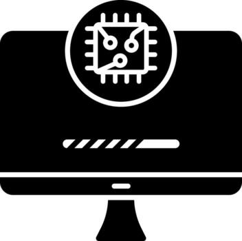 Microchip In Monitor Icon. vector