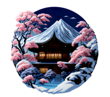 hiver saison vue avec Japon maison ai génératif png