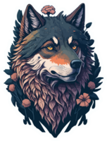 Wolf Face Illustration Logo Mascot with AI Generative png