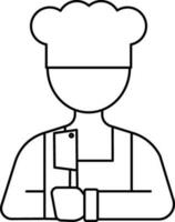 Chef Holding Cleaver Icon In Black Outline. vector