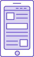 Purple And White Color Online Website In Smartphone Icon. vector