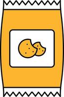 Cookie Package Icon In Yellow And White Color. vector