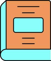 Orange and Cyan Book Icon in Flat Style. vector