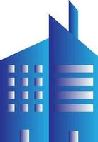 Buildings Icon In Blue And Gray Color. vector