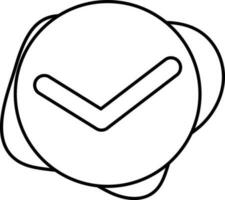 línea Arte ilustración de cheque botón icono en blanco antecedentes. vector