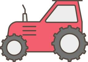 Tractor Icon In Red And Gray Color. vector