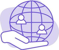 Flat Style Global Community Support Icon On Purple Background. vector