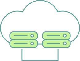 Cloud Server Icon Or Symbol In Green And White Color. vector