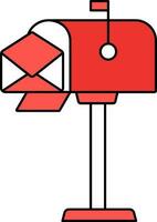 Mailbox Icon Or Symbol In Red And White Color. vector