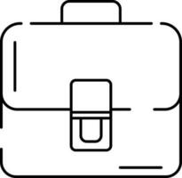 Flat Style Briefcase Icon In Black Line Art. vector
