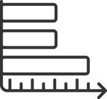 Horizontal Bar Graph Icon In Black Line Art. vector