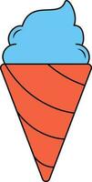 Ice Cream Cone Icon in Orange and Blue Color. vector
