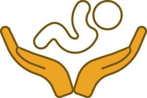 Child Care Icon In Yellow And White Color. vector
