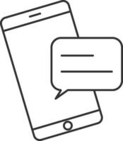 Black Outline Message In Smartphone Icon. vector