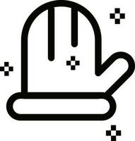 Gloves or mitten icon in black line art. vector