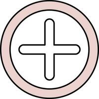 Illustration Of Plus Icon In Pink And White Color. vector