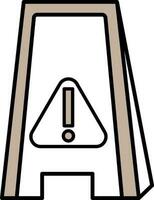 Warning Symbol On Wet Floor Icon In Grey And White Color. vector