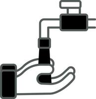 Hand Washing From Faucet Icon In Black And White Color. vector