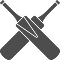 Crossed Cricket Bats Icon In Gray And White Color. vector