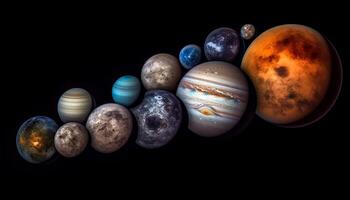 galáctico esfera órbitas planeta en multi de colores nebulosa fantasía generado por ai foto