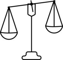 Balance Scale Icon In Black Line Art. vector