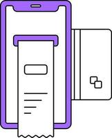 Purple And White Color Online Receipt In Smartphone Icon. vector