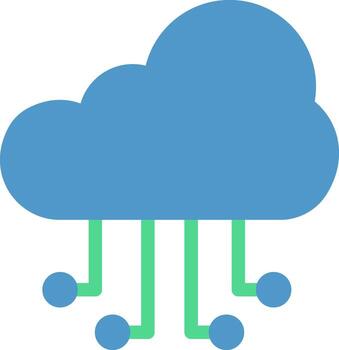 Cloud Computing Icon In Blue And Green Color. vector