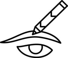 Applying Eyeliner Icon In Black Outline. vector