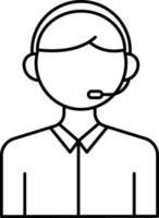 Customer Service Icon In Black Outline. vector