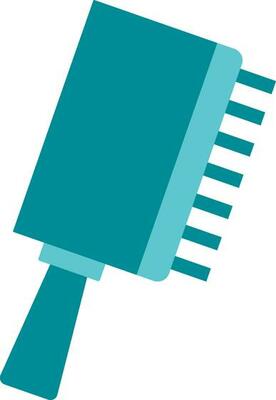 Isolated Blue Color Boar Bristle Brush Icon in Flat Style.