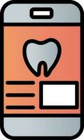 Dental App In Smartphone Icon In Orange And Gray Color. vector