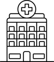 Hospital Building Icon In Black Line Art. vector