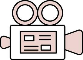 ilustración de vídeo cámara icono en rosado y blanco color. vector