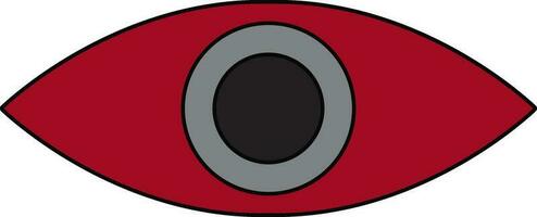 Red and grey eye lens in black line art. vector