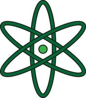 Green atom icon on white background. vector