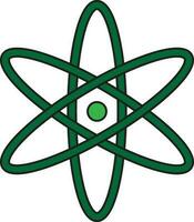 Green atom icon on white background. vector