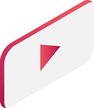 Isometric view of video play button in grey and pink color. vector