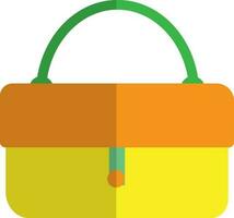 Handbag in orange and yellow, green color. vector