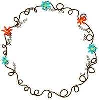Circular frame with flowers decoration. vector