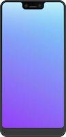 Vector realistic smartphone with blank purple screen on white background.