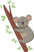 Illustration of koala character climbing on tree. vector