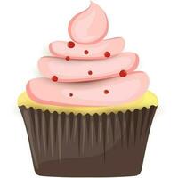 Brown cup cake on white background. vector