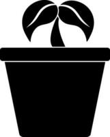 planta en maceta, negro y blanco icono para ecología concepto. vector