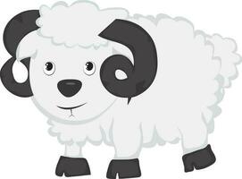 Animal character of sheep in gray and white color. vector