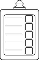 Flat style blank clipboard in black line art. vector