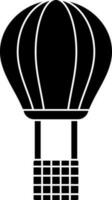 Black and White hot air balloon in flat style. vector