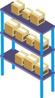 Delivery boxes on shelves isometric icon. vector